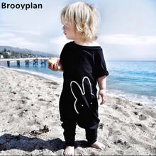 Summer 2021 New Baby Rompers Black Short sleeve Cartoon Rabbit Jumpsuit Infant Clothing Newborn Toddler Baby Boy Girl Clothes 2024 - buy cheap