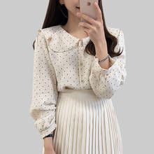 New Women Polka Dot Shirts Preppy Style 2022 Button Long Sleeve Ruffled Womens Tops And Blouses Woman Shirt Elegant Blouse Femme 2024 - buy cheap