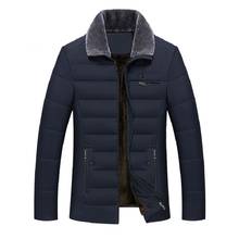 Jaqueta grossa masculina de algodão, casaco quente acolchoado de inverno para homens, corta-vento clássico, longo, de lã, forrado, roupas 2024 - compre barato
