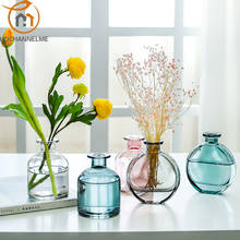 Florero de decoración transparente de vidrio nórdico para casa, sala de estar, mesa de comedor, floreros secos para casas 2024 - compra barato