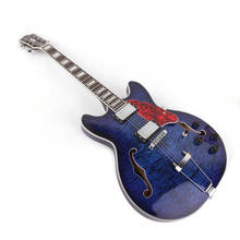 Boa qualidade jazz corpo oco f buraco duplo cutaway azul guitarra elétrica elétrica elétrica guitarra elétrica guitarras 2024 - compre barato