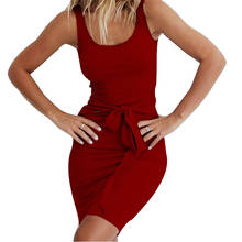 Casual Sleevelees Tank Dress Elegant Office Bodycon Bandage Mini Dress Solid Black Red Gray Sundress Women Summer Clothes M0515 2024 - buy cheap