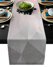 Geometric Pink Gray Gradient Triangle Linen Cotton Table Runner Wedding Party Table Runners Dining Room Restaurant Table Gadget 2024 - buy cheap