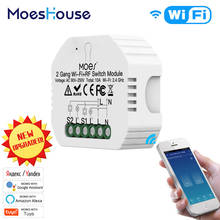 Moes 2 Gang DIY Smart WiFi RF433 Switch Module Smart Life/Tuya APP RF Remote Control,Works with Alexa Google Home 1/2 Way 2024 - buy cheap