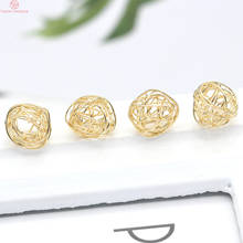 (2925)6PCS 13MM 24K Gold Color Plated Brass Hollow Round Beads High Quality Diy Jewelry Accessories 2024 - buy cheap