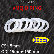 Junta tórica VMQ, junta de sellado CS 5mm OD 15 ~ 150mm, goma de silicona aislada, arandela impermeable, forma redonda, Blanca, no tóxica, 10 piezas 2024 - compra barato