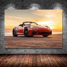 Porsches-papel tapiz de supercoches rojos, pinturas impresas, Póster Artístico de pared, lienzo para decoración de la habitación del hogar, 911 2024 - compra barato