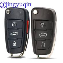 Jingyuqin 3/4 кнопочный Складной Дистанционный флип-чехол для автомобильного ключа оболочка для Audi A2 A3 A4 A6 A6L A8 Q7 TT Сменный Чехол для ключа 2024 - купить недорого