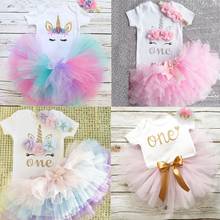 1 Year Baby Girl Clothes Unicorn Party tutu Girls Dress Newborn Baby Girls 1st Birthday Outfits Toddler Girls Boutique Clothing 2024 - buy cheap