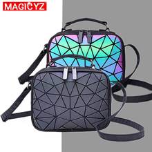 Magicyz bolsas femininas com laser luminoso, bolsas pequenas atravessadas para mulheres, bolsa de ombro geométrica, xadrez, couro 2024 - compre barato