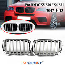 MagicKit 2PCS Silver Front Hood Sport Bumper Kidney Grille Grill For BMW E70 E71 X5 X6 SUV 2007-2013 Front Bumper Kidney Grille 2024 - buy cheap