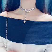 Fashion Full Rhinestone Choker Necklaces for Women Bijoux Shiny Silver Color Button Adjustable Necklaces Statement Jewelry Party 2024 - buy cheap