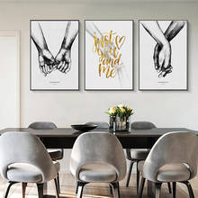 Black and White Hold Hands Love Quote Couple Wall Art Canvas Painting Nordic Posters and Prints Minimalist Pictures Home Decor 2024 - buy cheap
