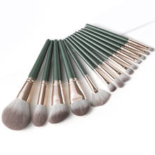 XINYAN Natural Hair 14pcs Green Makeup Brushes Foundation Powder Eyeshadow Eyebrow Brush Set Cosmetic Tool Profesional Maquillaj 2024 - buy cheap