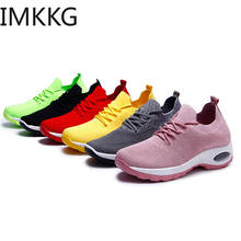 Fashion Women Vulcanized Casual Shoes Mesh black Sneakers Lace Up Stretch Woman Shoes Outdoor Shoes red/yellow platform 2024 - buy cheap