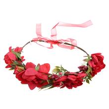 2022 New  Boho Artificial Flower Garland Crown Wedding Bride Headband Wreath Beach Halo 2024 - buy cheap