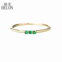 HELON Natural Emerald Ring Solid 14k Yellow Gold Thin Stacking Minimalist Promise Ring May Birthstone Engagement Wedding Jewelry 2024 - buy cheap