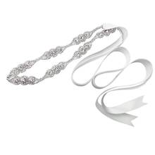 JLZXSY Handmade Thin Crystal Trim Bridal Sash Wedding Belt for Bride Bridesmaid Party Dress with Satin Ribbon 2024 - buy cheap