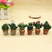 1Pc New Cute 3D Potted Plant Cactus Key Ring Keychains Keyrings Chain for Women Bag Charm Pendant Jewelry 2024 - buy cheap