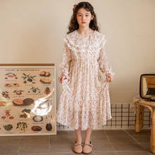 2022 New Spring Kids Dresses for Girls with Lining Florals Baby Children Clothes Teenage Elegant Dress Midi Long Chiffon,#5973 2024 - buy cheap