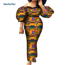 Vestidos africanos para mujer, vestidos largos de manga farol con estampado de cera, Vestido Bazin Riche Dashiki para mujer, ropa africana de fiesta WY8233 2024 - compra barato