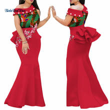Vestidos de estampa africanos para mulheres, vestidos longos com aplique de bazin ricos, vestidos de festa tradicionais africanos wyquete 2024 - compre barato
