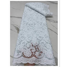 NIAI Latest African Lace Fabric 2022 High Quality Velvet Lace Royal Orange Nigerian Lace Fabrics For Wedding Dress  XY3386B 2024 - buy cheap