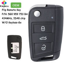 Ключ дистанционного управления для автомобиля KEYECU P/N: 5G0 959 753 BA OEM-3 кнопки 434 МГц-брелок для Volkswagen MQB Golf for Skoda Octavia A7 2024 - купить недорого