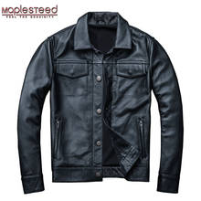 Maplesteed jaqueta de couro masculina, casaco de pele real masculino, 100% de couro bovino preto genuíno, casaco de inverno masculino, outono m163 2024 - compre barato
