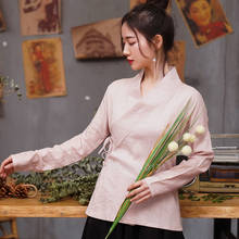 Традиционная китайская одежда для женщин, топы-Ципао Wu Tang, костюм ханьфу, халаты кунг-фу, хлопковые льняные куртки, Qipao, футболка, блузка 2024 - купить недорого