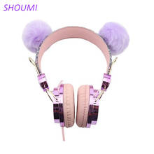 Shoumi Kid Headphone with Mic 3.5mm Music Stereo Internet Lesson Earphone Tablet Mobile Phone Gaming Wired Headsets Girl Gift 2024 - buy cheap