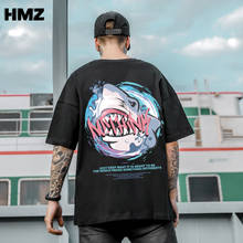 HMZ T-Shirt Men Unisex Cartoon Shark Design Men Tee Shirt Homme Summer New Tops Short Sleeve Cotton Vogue Style T Shirt For Men 2024 - buy cheap