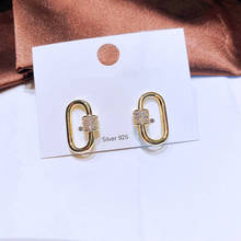 MIGGA 2021 модные геометрические серьги-гвоздики с фианитами золотого цвета модные женские украшения вечерние Ринок 2024 - купить недорого