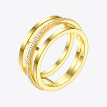 ENFASHION-Anillos huecos geométricos de cristal para mujer, anillo circular movible de acero inoxidable de Color dorado, joyería de moda, regalos R194023 2024 - compra barato