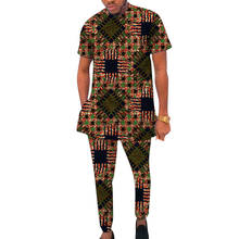 African Clothes Men's Short Sleeve Top With Trouser Ankara Fashion Pant Sets Customize Wedding Outfits 2024 - buy cheap