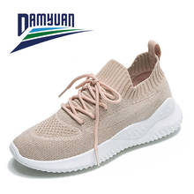 Damyuan tênis feminino de malha casual, sapatos leves de verão com fundo plano e respirável para caminhada 2024 - compre barato