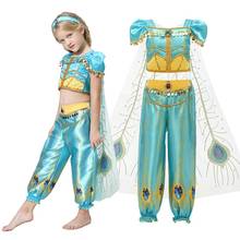 Fantasia árabe infantil de princesa jasmine, traje para cosplay de jasmine, fantasia de natal para meninas de 3 a 10 anos 2024 - compre barato