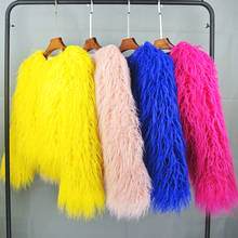 Chic Boho Furry Faux Mink Fur Jacket Bomber Women Fur Imitation Trench Coats Autumn Winter Pink Shaggy Long Hair Cardigan Tops 2024 - buy cheap