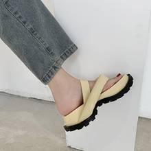 Chanclas de plataforma para mujer, sandalias con cuñas, zapatos frescos de color Beige y negro, zapatillas suaves y transpirables de verano, 2021 2024 - compra barato