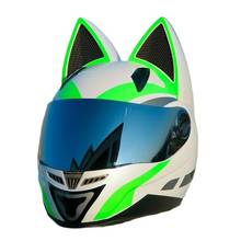 Full Face Motorcycle Helmet Brand NITRINOS Personality Capacete Fashion Cat Motorbike Helmet White Green Color Safety Helmet 2024 - buy cheap