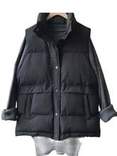 Estilo coreano feminino sólido sem mangas inverno manter quente colete de inverno único feminino breasted solto grosso moda colete 2024 - compre barato