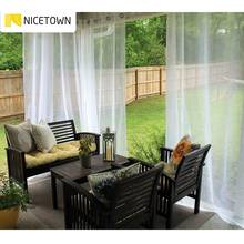 Nicetown cortina transparente com painel único para decoração de jardim, à prova d'água, exterior para varanda, voile com anel prateado de ilhós 2024 - compre barato