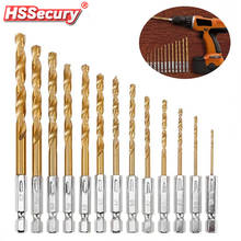 13Pcs 1/4 Hex Shank HSS High Speed Steel Titanium Coated Drill Bit Set 1.5-6.5mm Screwdriver Twist Drill Bit Woodworking Tools 2024 - buy cheap