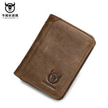 BULLCAPTAIN-cartera pequeña de cuero genuino para hombre, monedero pequeño con cremallera, de marca, de alta calidad, nueva moda 2024 - compra barato