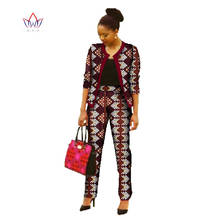 BRW Африка брюки наборы для женщин новая весна Дашики укороченный топ и брюки Африка одежда Базен размера плюс африканская одежда WY022 2024 - купить недорого