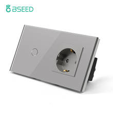 BSEED-interruptor de luz táctil con enchufe de pared europeo, Sensor de pared, 1/2/3 entradas, 1 vía, blanco, negro y dorado 2024 - compra barato
