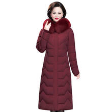 X-Long Winter Coat Women Hooded Fur Collar Thick Warm Winter Jacket Woman Slim Solid Cotton Padded Parkas Female Outerwear 2024 - buy cheap