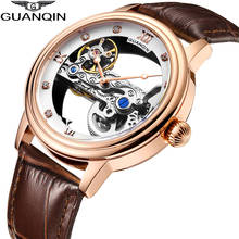 GUANQIN Automatic Watch Men Mechanical Skeleton Sapphire Waterproof Watches Visual Movement Luminous Mens Clock Leather Band 2024 - buy cheap