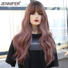 Synthetic Wigs For women Long Nature Wavy Wig with bangs Brown/Pink Brown/Black/White tea Heat Resistant Full Mechanism wig 2024 - buy cheap