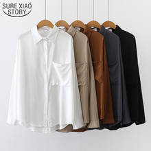 Модная белая одежда с длинным рукавом для женщин, корейские винтажные однобортные рубашки и блузки, женские топы, рубашка большого размера 11332 2024 - купить недорого